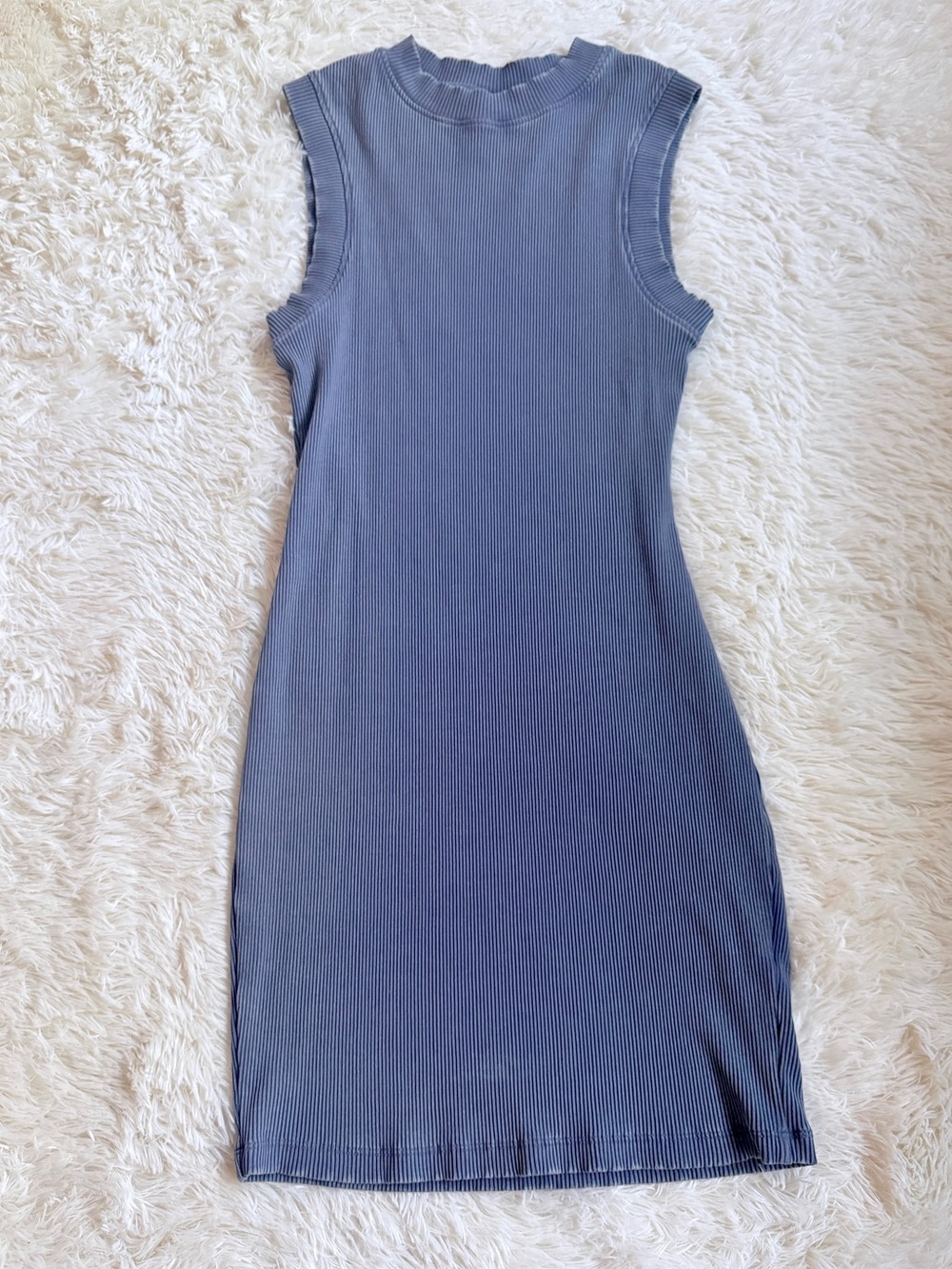 ASOS Dusty Blue Sleeveless Ribbed Midi Dress